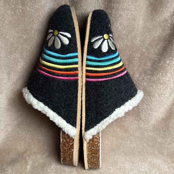 LIFE IS GOOD Cork & Felt Rainbow Daisy Gray Colorful Slippers Womens Sz 9 Medium - Picture 5 of 8